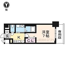 ベラジオ雅び烏丸十条 1Kの間取図画像