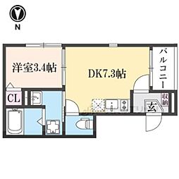 ネクストホームレジデンス伏見 1DKの間取図画像
