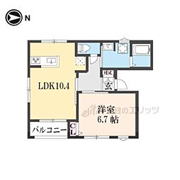 COURTYARD東山 1LDKの間取図画像