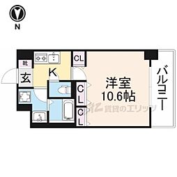 グランレブリー桂川サウススクエア 1Kの間取図画像