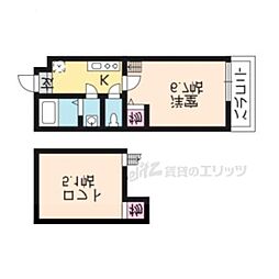 ロフティ大和 1Kの間取図画像
