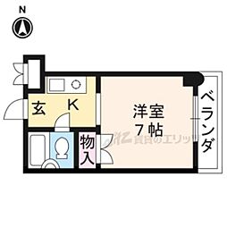 ヴィルベール桂 1Kの間取図画像