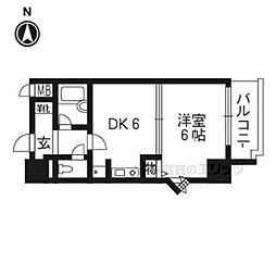 エスリード京都駅前 1DKの間取図画像