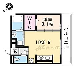 コージーコート上鳥羽 1LDKの間取図画像