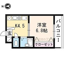 カーネルスタジオ2 1DKの間取図画像