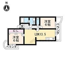 ホワイトエステート 2LDKの間取図画像