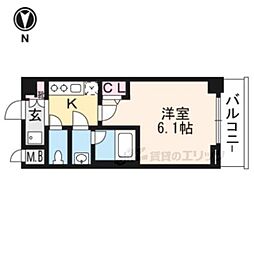 エステムコート京都西院 1Kの間取図画像