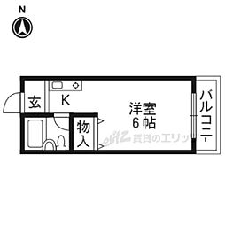 ハウスウエスト 1Kの間取図画像