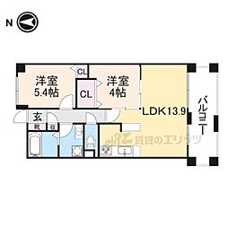 パインフィールド洛東 2LDKの間取図画像