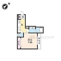 REGIA大亀谷 1Kの間取図画像