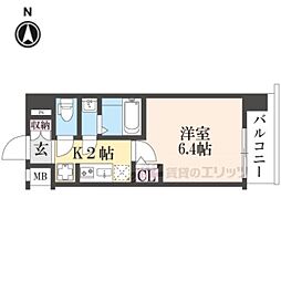 京都市南区吉祥院西ノ庄西浦町マンション 1Kの間取図画像