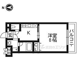 フルール東寺 1Kの間取図画像