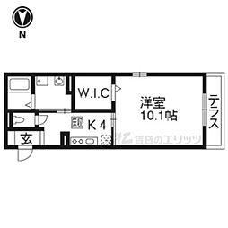サウス・フォリア 1Kの間取図画像
