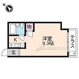 JR山陰本線 花園駅 徒歩4分の賃貸アパート 2階ワンルームの間取り