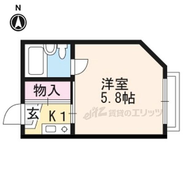 ハイツ外波山 201｜京都府京都市右京区谷口園町(賃貸マンション1K・2階・16.15㎡)の写真 その2