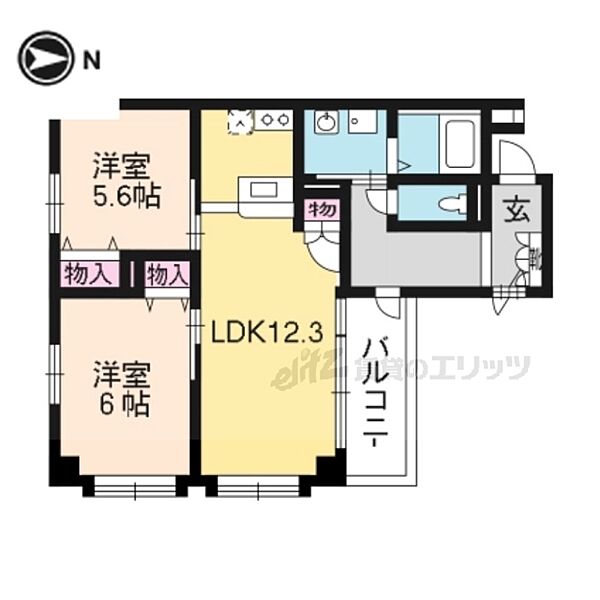 京都府京都市中京区高倉通夷川上ル福屋町(賃貸マンション2LDK・3階・57.30㎡)の写真 その2