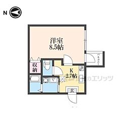 JR山陰本線 花園駅 徒歩4分の賃貸アパート 3階1Kの間取り