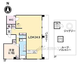 ａｔｔｒｉｃｅ太秦天神川 5階1LDKの間取り