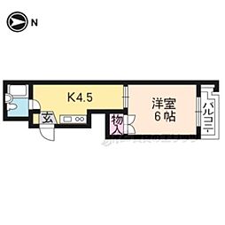 シャンボール今出川 6階1DKの間取り