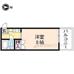 JR山陰本線 円町駅 徒歩5分の賃貸マンション 2階1Kの間取り