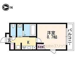 テッケルテスラ 6階1Kの間取り