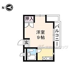 京福電気鉄道北野線 北野白梅町駅 徒歩4分の賃貸マンション 3階ワンルームの間取り