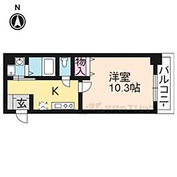 Bo.上七軒 1Kの間取図画像