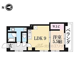 マンションパール 4階1Kの間取り