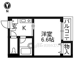 サンウィステリアかなげん 3階1Kの間取り