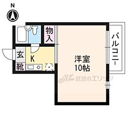 JR山陰本線 円町駅 徒歩9分の賃貸マンション 3階1Kの間取り