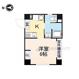 京都市営烏丸線 今出川駅 徒歩15分の賃貸マンション 5階1Kの間取り