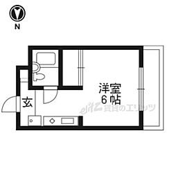 京都市営烏丸線 今出川駅 徒歩5分の賃貸マンション 3階1Kの間取り