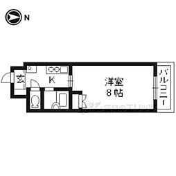 ＲＡＦＦＩＮＥ御所西 1階1Kの間取り