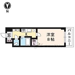 ロイヤルシティ西大路 8階1Kの間取り