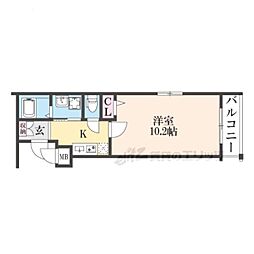 CREST TAPP京都丹波口II 2階1Kの間取り