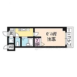 なかよしマンション四条大宮 5階1Kの間取り