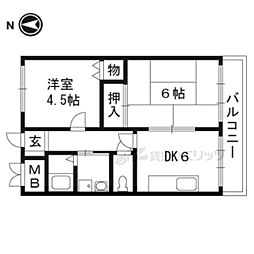 井正マンション 2DKの間取図画像