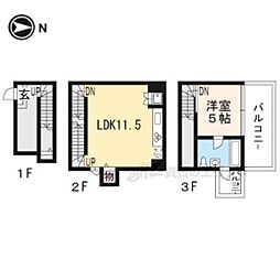 京都市営烏丸線 丸太町駅 徒歩13分の賃貸マンション 1階1LDKの間取り