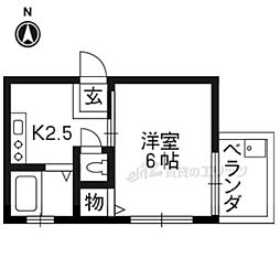 ハイツ田中 3階1Kの間取り