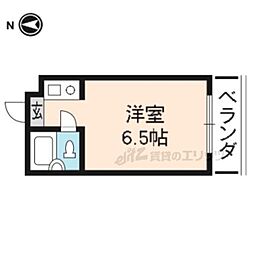 京都地下鉄東西線 西大路御池駅 徒歩5分の賃貸マンション 2階ワンルームの間取り