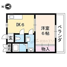 JR東海道・山陽本線 西大路駅 徒歩15分の賃貸マンション 3階1DKの間取り