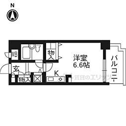 スカイノブレ京都四条大宮 3階ワンルームの間取り