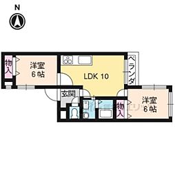 JR東海道・山陽本線 西大路駅 徒歩9分の賃貸マンション 3階2LDKの間取り