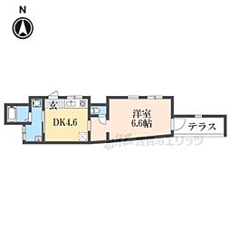 ビオス京都西陣アヤナス 2階1DKの間取り