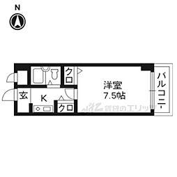レジデンスオークラ 2階1Kの間取り