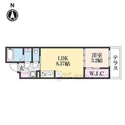 シエーナグランデ四条烏丸 1階1LDKの間取り