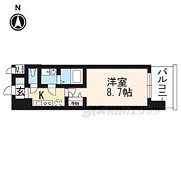 アーバンフラッツ五条堀川 12階1Kの間取り