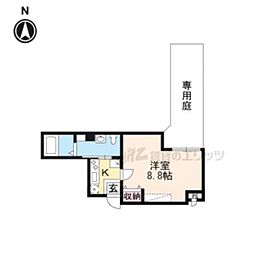 京福電気鉄道北野線 北野白梅町駅 徒歩15分の賃貸マンション 1階1Kの間取り