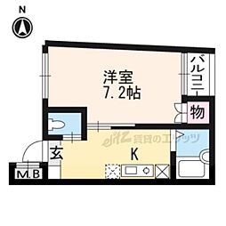 トーセイあをき 4階1Kの間取り
