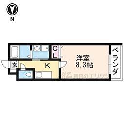 クレドール京都駅南 4階1Kの間取り